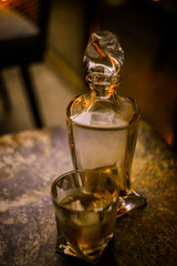 decanter and whiskey glasses