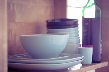 Vintage shelf with dishes