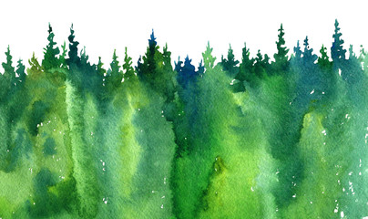 watercolor landscape with trees