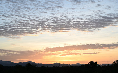 Yellow gold sky evening In tropical countries summer