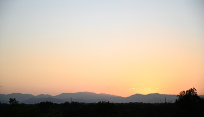 Yellow gold sky evening In tropical countries summer
