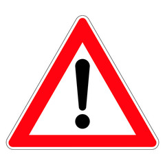 Road sign of danger. Germany. Danger zone. Vector graphics.