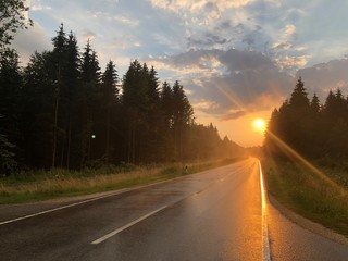 on the road - rainy day in black forest germany