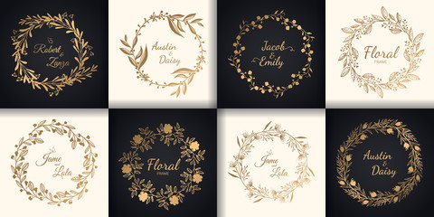 Wedding monograms and floral border, Design for invitations.