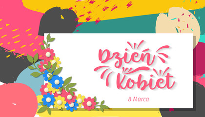 Polish International Women's Day Vector - Happy Women's Day. 8 march international women's day greeting card.