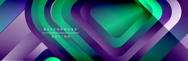 Round squares shapes composition geometric abstract background. Vector Illustration