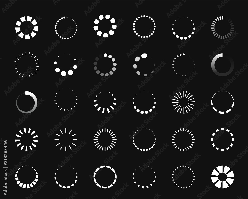 Leinwandbilder Circle loader icon. Round progress bar and download symbol for application UI, countdown and wait indicator. Vector illustration icons website circle loader status set