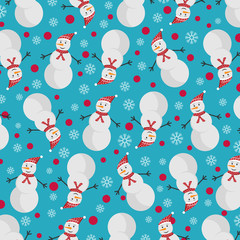 Winter pattern design with snowman. Christmas pattern. Winter background.