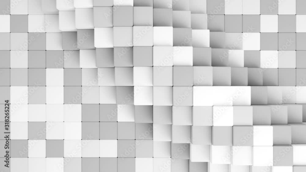 Poster loopable white and grey abstract geometrical cube array wave pattern background
