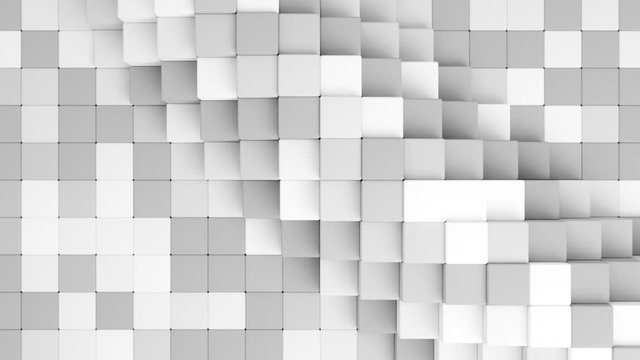 Loopable white and grey abstract geometrical cube array wave pattern background