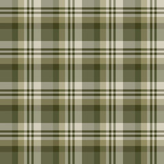 Seamless pattern in discreet swamp green and beige colors for plaid, fabric, textile, clothes, tablecloth and other things. Vector image.