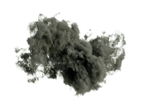 Black cloud on a white background. 3d illustration, 3d rendering.
