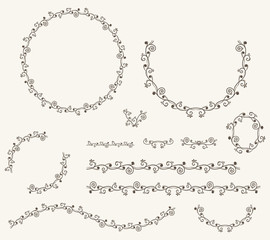 Fototapeta premium Vector illustration of decorative corner frame set