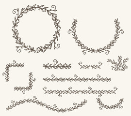 Obraz premium Vector illustration of decorative corner frame set