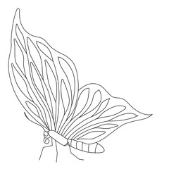 butterfly coloring page side view black contour illustration