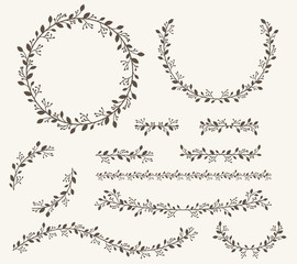 Vector illustration of decorative corner frame set