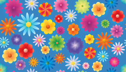 Colorful flowers background. Vector of spring floral background.