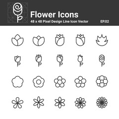 Flower Icons , Symbol Perfect Design Simple Set For Using In Web site Infographics Logo Report , Line Icon Vector illustration