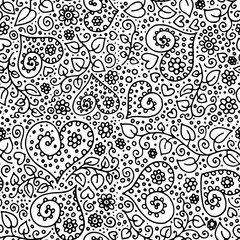 seamless pattern with flowers and hearts 