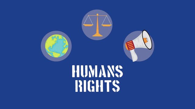 human rights animation with set icons