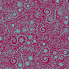 seamless pattern with flowers and hearts 