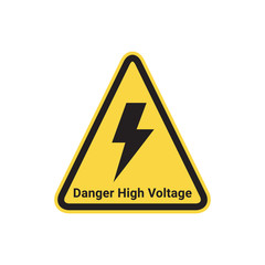 High Voltage Sign Danger Warning Symbol On White Background Vector Illustration