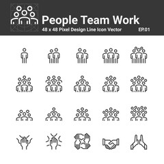 People Icons Line Work Group Team Vector, Symbol Perfect Design Simple Set For Using In Web site Infographics Logo Report ,Business Vector illustration