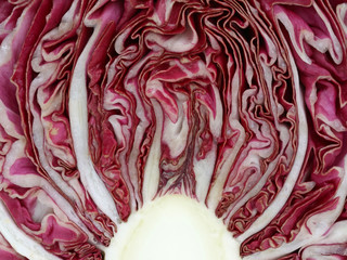 texture of sliced red radicchio salad, organic natural background