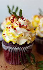 cupcakes with cream and sprinkles