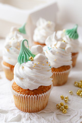 cupcakes with frosting and sprinkles