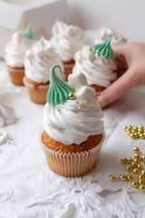 cupcakes with frosting and sprinkles