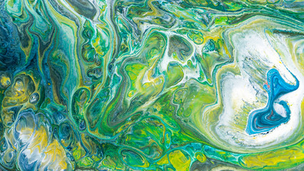 Abstract Green Acrylic pour Liquid marble surfaces Design.
