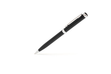 Metal black pen isolated on white background with clipping path
