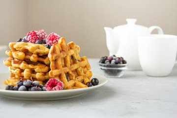 Carrot Waffles with Dried Fruits and Berries