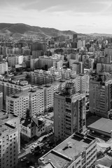 Aerial view of Ulaanbaatar, the capital of Mongolia, circa June 2019