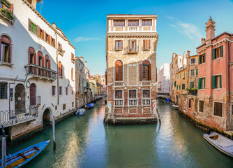 Beautiful Venice canal view with venetian building, Venice, Italy.
