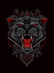 Angry Panther mandala ornament