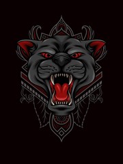 Angry Panther mandala ornament