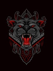 Angry Panther mandala ornament