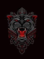 Angry Panther mandala ornament