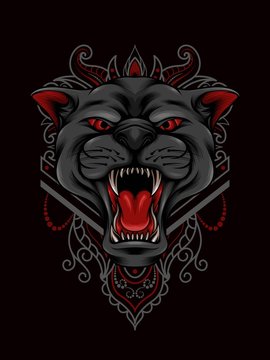 Angry Panther mandala ornament