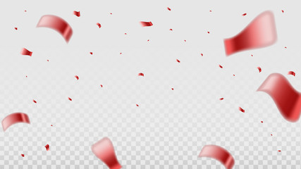 red confetti isolated vector defocus falling on a transparent background for holiday background. Abstract background premium Vector EPS 10