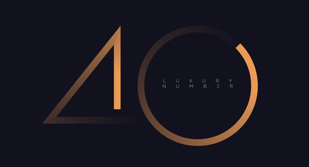 Golden line four - zero numbers vector font alphabet, modern minimal luxury flat design for your unique design elements ; logo, corporate identity, application, creative poster & more EPS