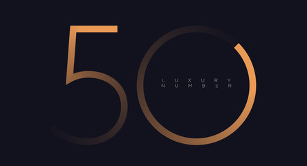 Golden line five - zero numbers vector font alphabet, modern minimal luxury flat design for your unique design elements ; logo, corporate identity, application, creative poster & more EPS