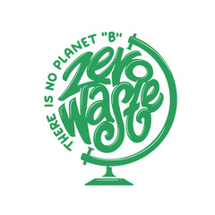 Zero waste handwritten typography. Vector illustration.