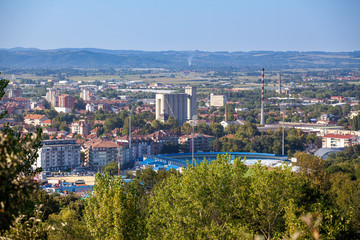 Panorama city of Jagodina. Central Serbia