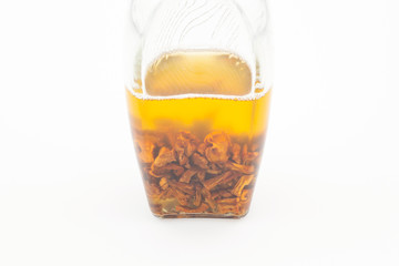 Medical tincture of chanterelle mushrooms on vodka