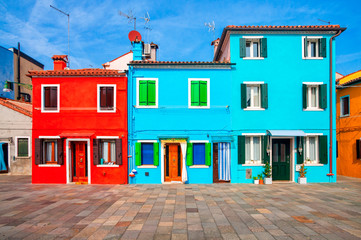 Colorful houses in Burano island near Venice, Italy.