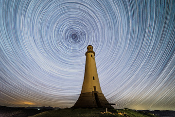 The Hoad or Sir John Barrow monument with star trails