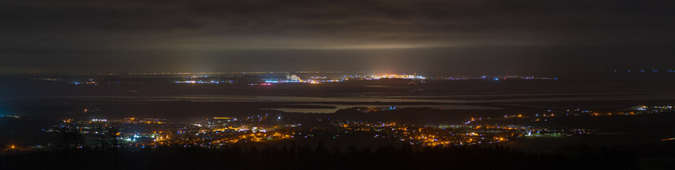 Millom and Barrow-in-Furness in Cumbria. Picture taken from Blackcombe in the lake district at night.